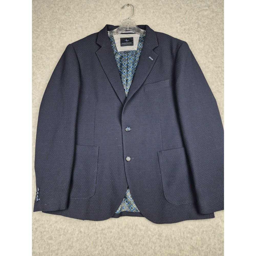 TAILORBYRD Blazer Jacket Mens 44R Navy Textured Stretch Notch Lapel Classic Fit‎